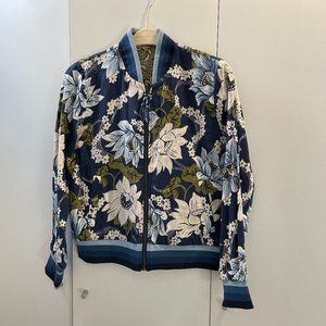 Faherty Mandalay Floral Linen Blend Reversible Bomber Jacket